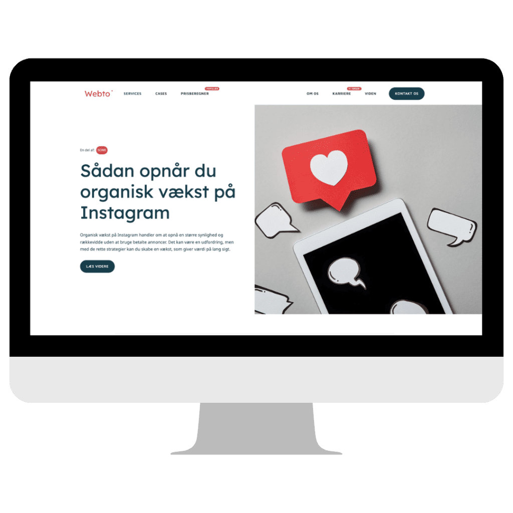 Visning af en SEO-optimeret artikel på en computerskærm