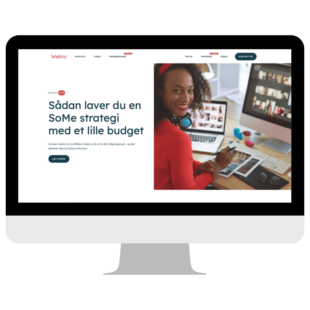 Visning af en artikel med SEO-tekster på en computerskærm