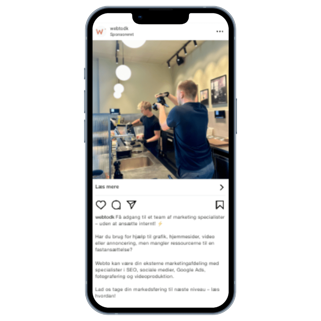 Forhåndsvisning af en trafikannonce som en del af meta annoncering på Facebook og Instagram