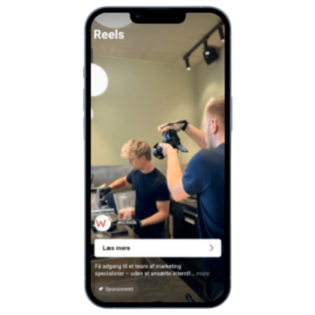 Visning af en trafikannonce som en del af meta annoncering på Facebook og Instagram